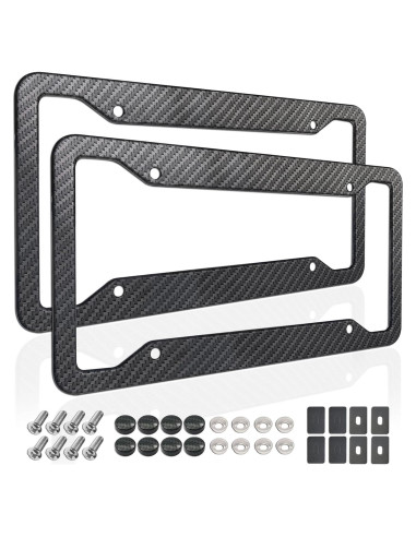 Marcos de Placa de Licencia ZXFOOG - Aluminio Negro Patrón Carbono