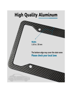 Marcos de Placa de Licencia ZXFOOG - Aluminio Negro Patrón Carbono 2
