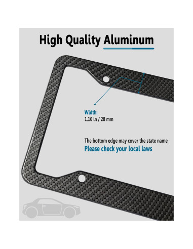 Marcos de Placa de Licencia ZXFOOG - Aluminio Negro Patrón Carbono