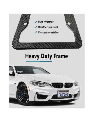 Marcos de Placa de Licencia ZXFOOG - Aluminio Negro Patrón Carbono