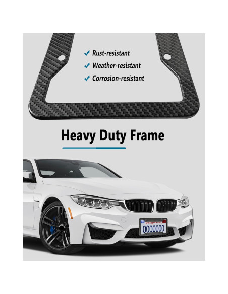 Marcos de Placa de Licencia ZXFOOG - Aluminio Negro Patrón Carbono