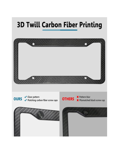 Marcos de Placa de Licencia ZXFOOG - Aluminio Negro Patrón Carbono