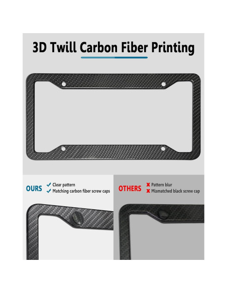 Marcos de Placa de Licencia ZXFOOG - Aluminio Negro Patrón Carbono