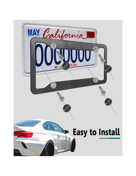 Marcos de Placa de Licencia ZXFOOG - Aluminio Negro Patrón Carbono