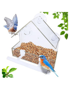 Comedero para Aves de Ventana WLLKOO Acrílico 15x7x15 cm
