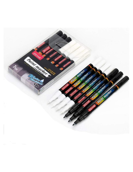 Set de 7 Pinturas Acrílicas ZEYAR Blanca y Negra 99.6g