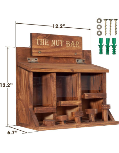 Alimentador de Ardillas MIXUMON de Madera con 3 Compartimentos
