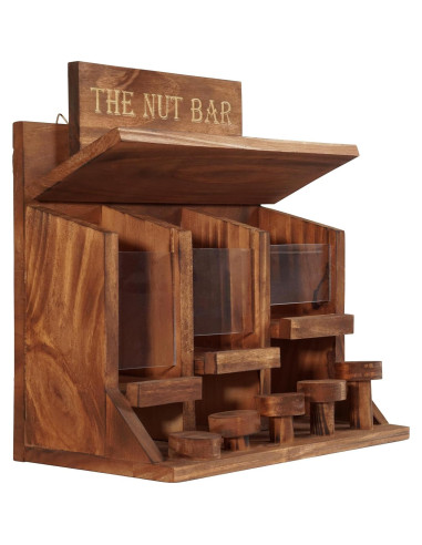 Alimentador de Ardillas MIXUMON de Madera con 3 Compartimentos