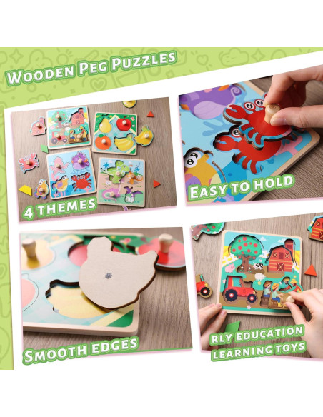 Rompecabezas de Clavos LOVESTOWN 4 PCS Educativos 14.73 cm