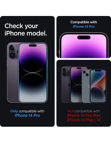 Protector de Pantalla Vidrio Templado Spigen iPhone 14 Pro - 2 Paquete