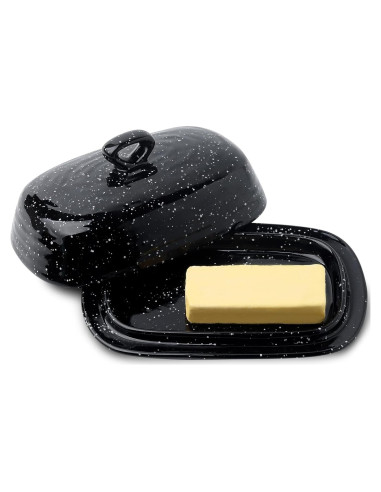 Plato de Mantequilla Hasense Negro con Tapa de Cerámica 18.5cm