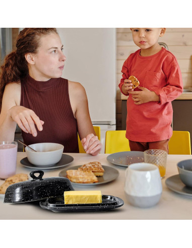 Plato de Mantequilla Hasense Negro con Tapa de Cerámica 18.5cm