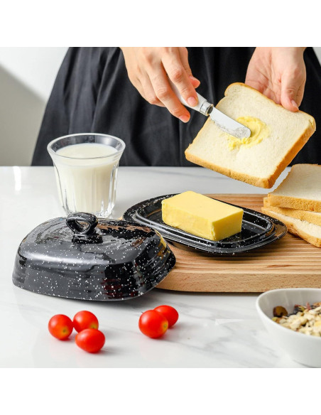 Plato de Mantequilla Hasense Negro con Tapa de Cerámica 18.5cm