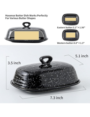 Plato de Mantequilla Hasense Negro con Tapa de Cerámica 18.5cm