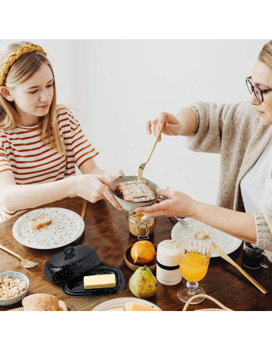 Plato de Mantequilla Hasense Negro con Tapa de Cerámica 18.5cm