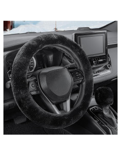 Cubierta de Volante de Coche SEG Direct Fieltro Negro 2 PCS