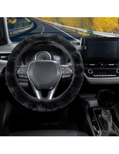 Cubierta de Volante de Coche SEG Direct Fieltro Negro 2 PCS 2