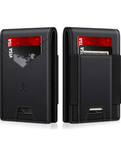 Billetera delgada SEMORID con bloqueo RFID, 17 tarjetas, negra 2