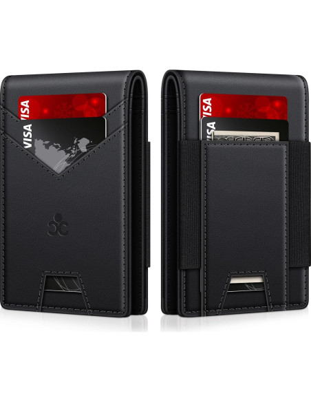 Billetera delgada SEMORID con bloqueo RFID, 17 tarjetas, negra Billetera delgada SEMORID con bloqueo RFID, 17 tarjetas, negra