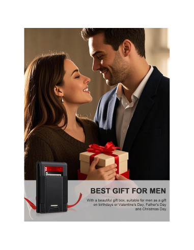 Billetera delgada SEMORID con bloqueo RFID, 17 tarjetas, negra