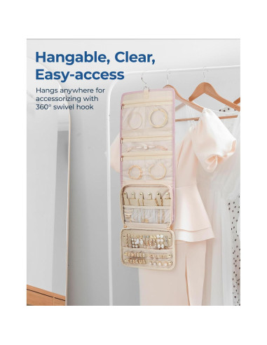 Estuche de Joyas de Viaje BAGSMART Negro Plegable 16 Compartimentos