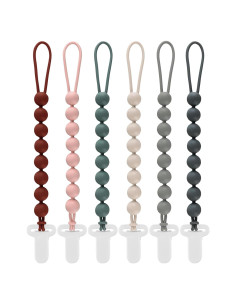 Paquete de 6 Clips de Chupete de Silicona para Bebés - Libre de BPA