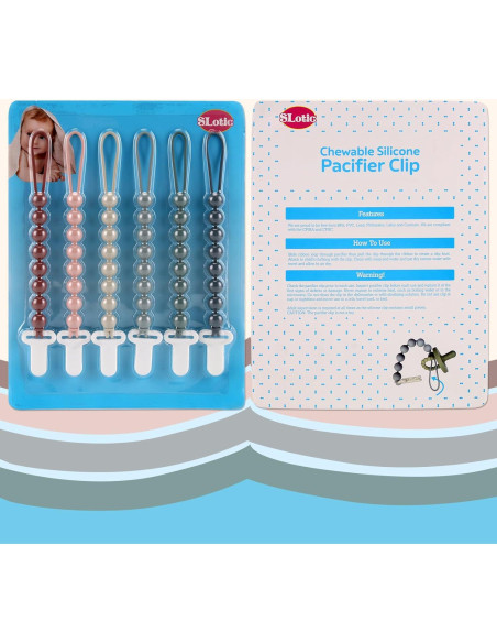 Paquete de 6 Clips de Chupete de Silicona para Bebés - Libre de BPA Paquete de 6 Clips de Chupete de Silicona para Bebés - Libre de BPA