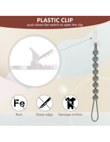Paquete de 6 Clips de Chupete de Silicona para Bebés - Libre de BPA