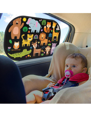 Sombrillas para Ventanas de Auto Loiyadn - 2 Piezas UV Animales