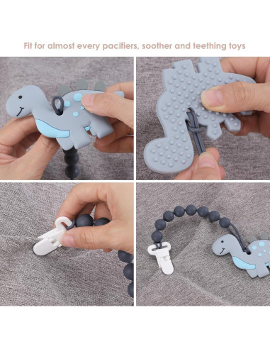 Paquete de 6 Clips de Chupete de Silicona para Bebés - Libre de BPA