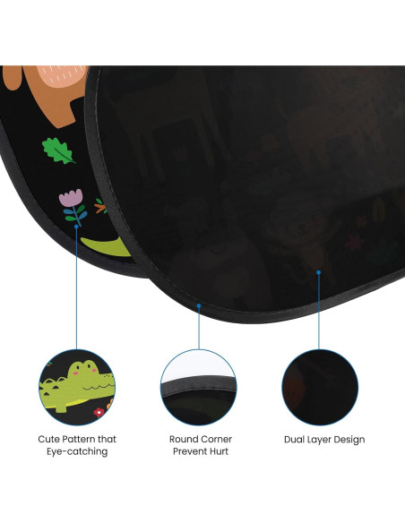 Sombrillas para Ventanas de Auto Loiyadn - 2 Piezas UV Animales