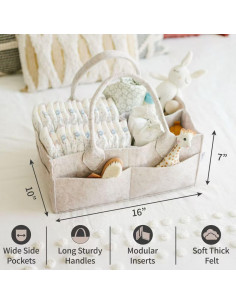 Organizador de Pañales PUTSKA XL Mocha Oscuro - Fieltro Ecológico 2