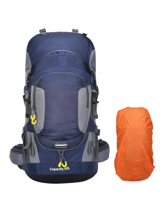 Mochila Impermeable ShowyLive 60L para Senderismo Azul
