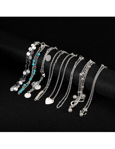 Conjunto 16 Tobilleras Ajustables Softones Plata y Oro