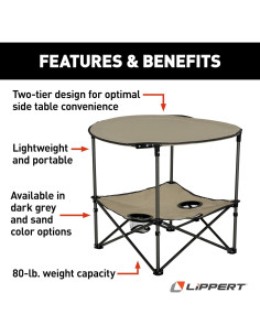 Mesa de Camping Plegable Lippert 2 Niveles Color Arena 2