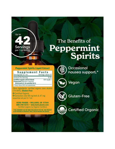 Espíritus de Menta Orgánica Herb Pharm 30 ml - Digestión Saludable