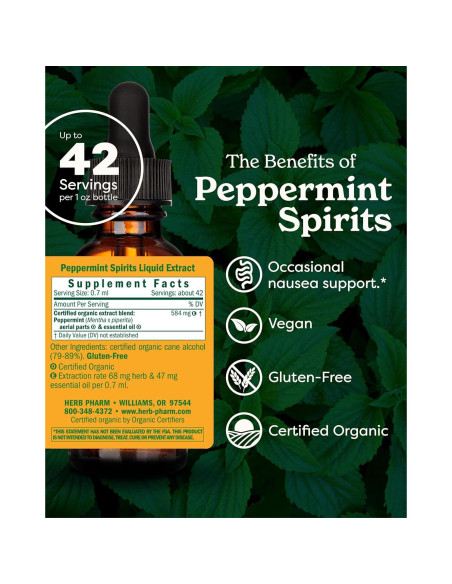 Espíritus de Menta Orgánica Herb Pharm 30 ml - Digestión Saludable