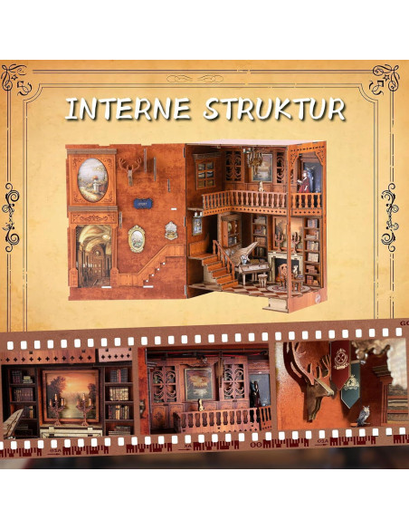 Kit de Rincón de Libros DIY ITEFDTUTNE con Luz LED 3D