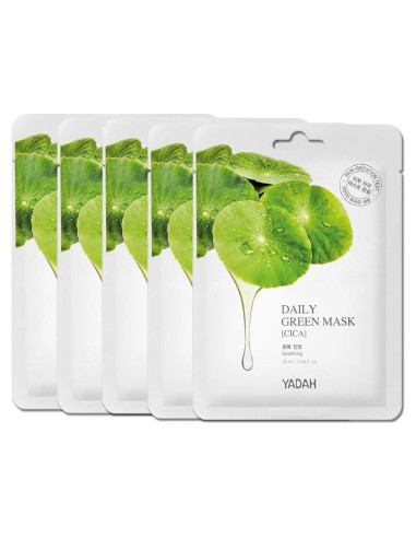 Máscara Facial Diaria YADAH CICA Vegana Paquete de 5