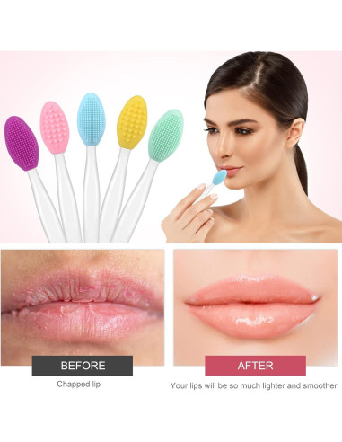 Cepillo Exfoliante de Labios Yoizyfree 5 Pcs Silicona 2 en 1