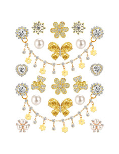 Encantos de Zapatos Brillantes Dorados - 16 Piezas Unisex