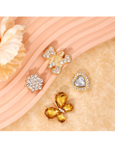 Encantos de Zapatos Brillantes Dorados - 16 Piezas Unisex