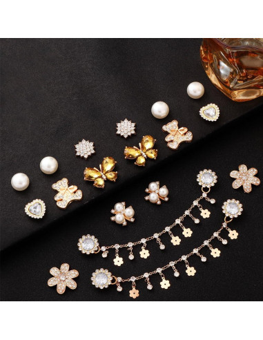 Encantos de Zapatos Brillantes Dorados - 16 Piezas Unisex