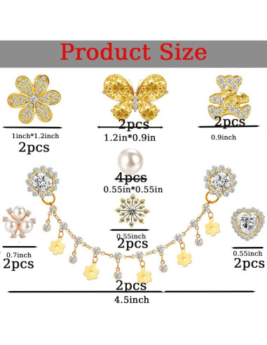 Encantos de Zapatos Brillantes Dorados - 16 Piezas Unisex