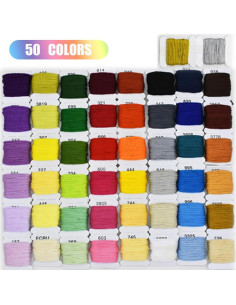 Kit de Hilo de Bordado 100% Algodón Renashed 50 Colores 8m 2