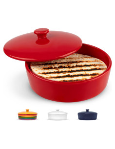 Calentador de Tortillas KooK Cerámica 21.6 cm Rojo