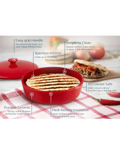 Calentador de Tortillas KooK Cerámica 21.6 cm Rojo 2
