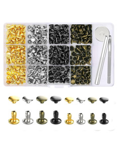 Remaches de Cuero Alritz 240 Piezas 4 Colores 2 Tamaños