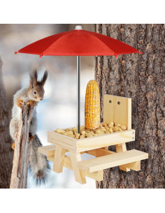Comedero para Ardillas con Paraguas NB2GHYQJ - Madera Resistente 2