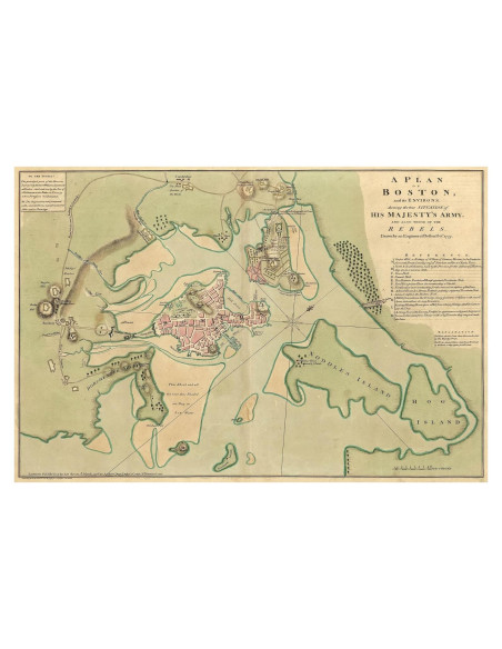 Mapa de la Guerra Revolucionaria Boston 1775 - Impresión 40.64x60.96 cm Mapa de la Guerra Revolucionaria Boston 1775 - Impresión 40.64x60.96 cm